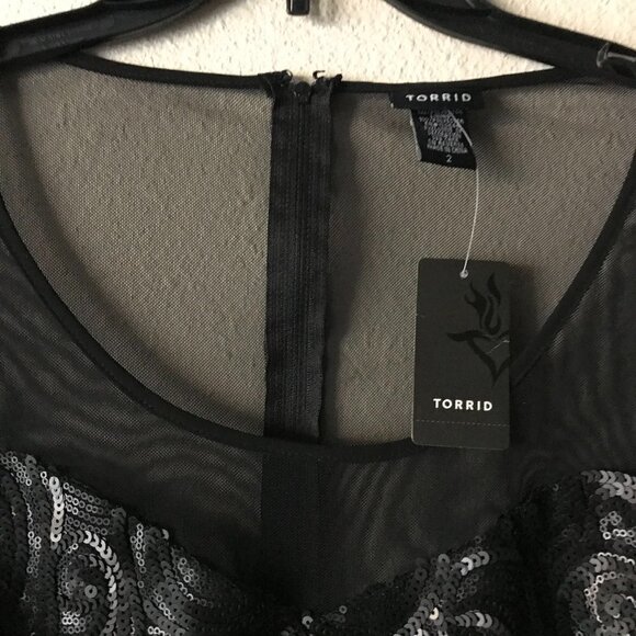 NWT - Torrid Short Sleeves Mesh Blouse with Sequin in the Front - Picture 7 of 15